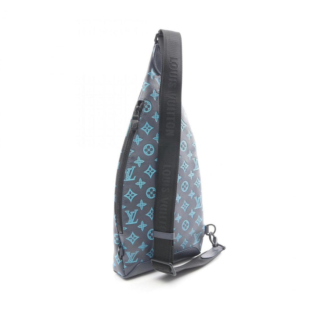 Louis Vuitton Blue Gray Monogram Shadow Leather Fanny Pack Sling Bag
