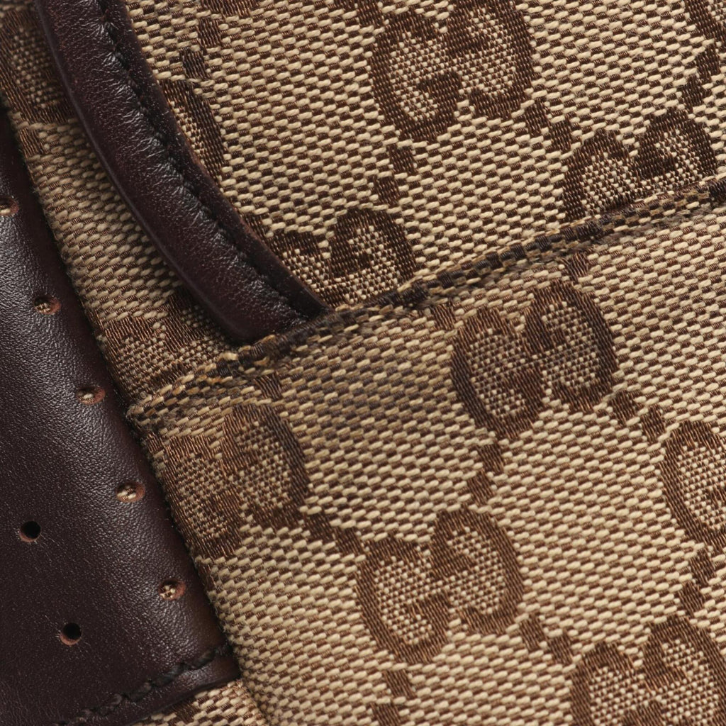 Gucci Beige Brown Gg Canvas Leather Shoulder Bag (Pre-Owned)