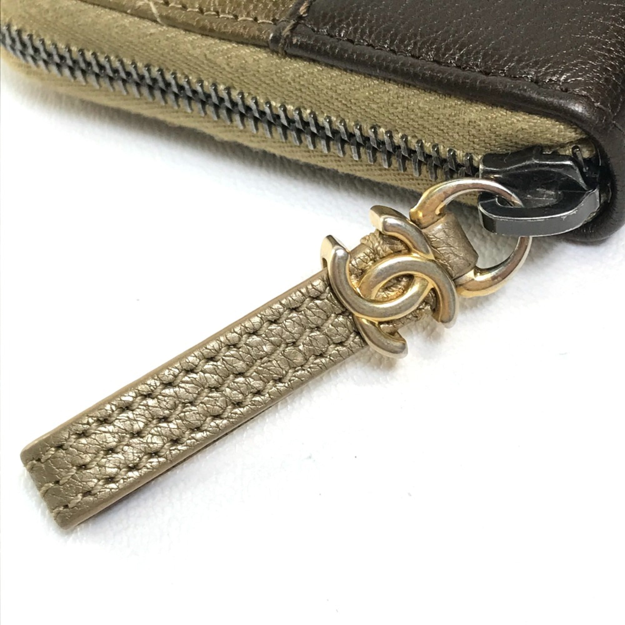 Chanel Gold Leather Long Wallet (Bi-Fold)