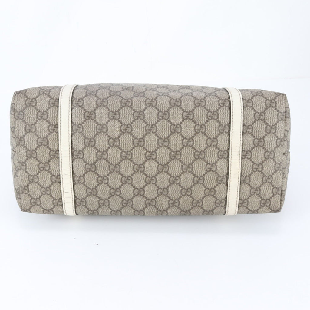 Gucci Beige Leather Coated Canvas Handbag Shoulder Bag Tote Bag (Pre-Owned)