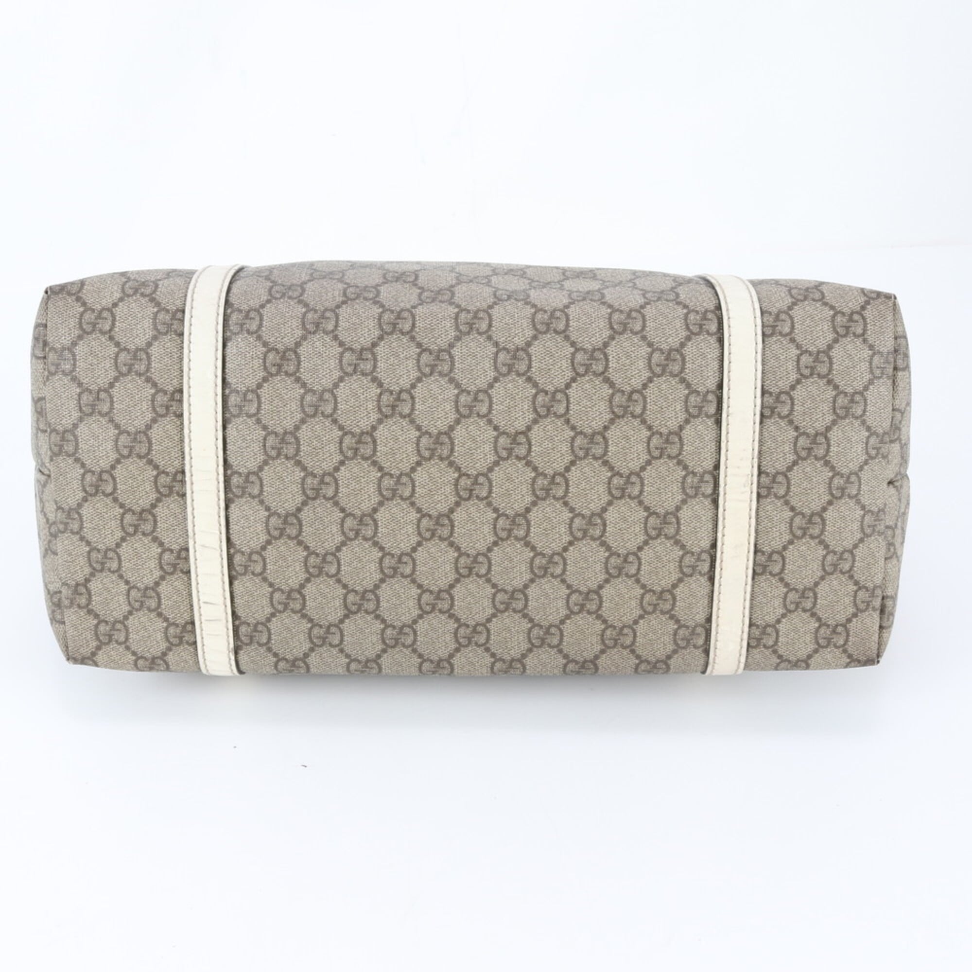 Gucci Beige Leather Coated Canvas Handbag Shoulder Bag Tote Bag (Pre-Owned)
