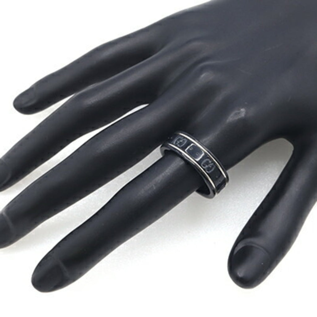Gucci Silver Black Band Ring (Pre-Owned)