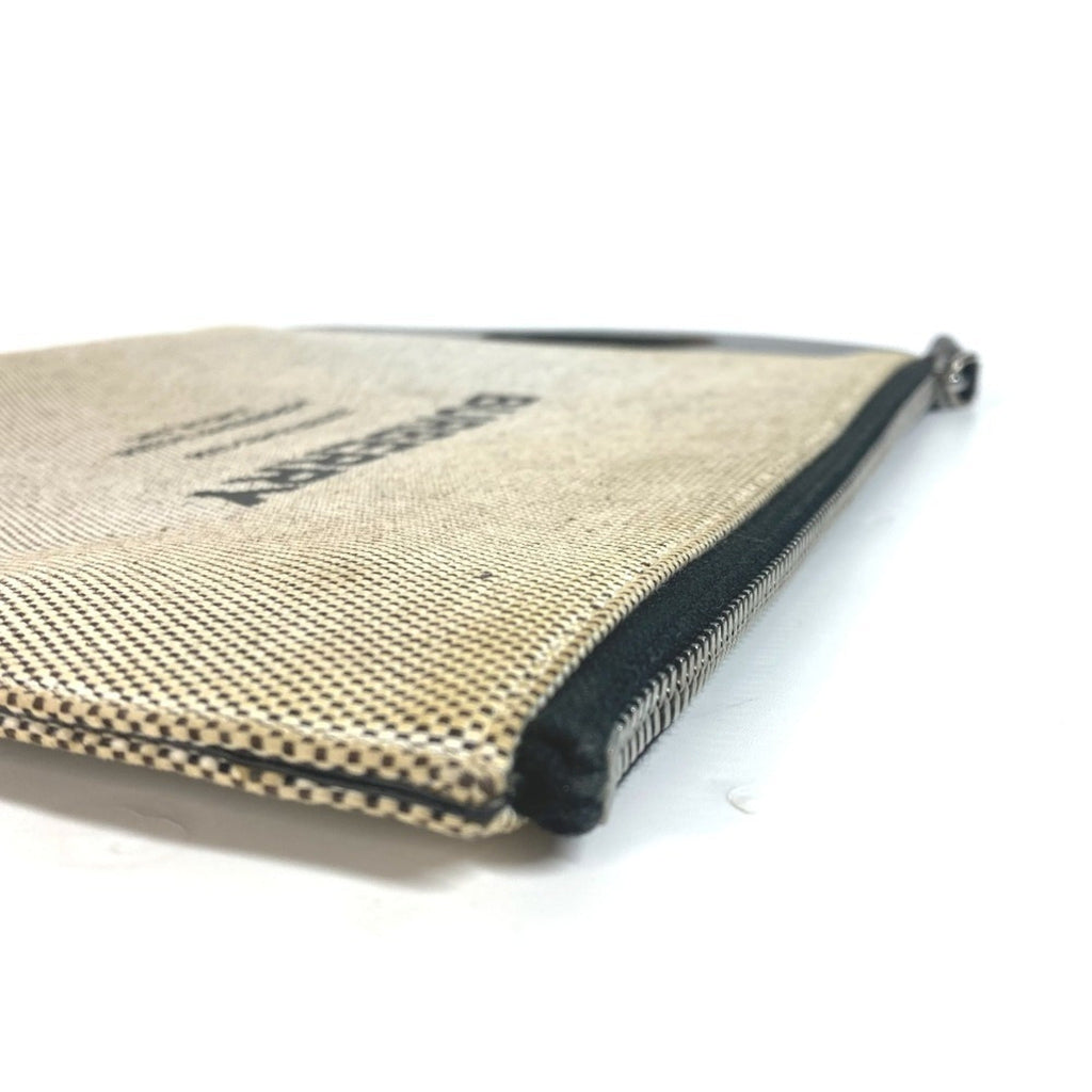 Burberry Black Gray Canvas Leather Clutch Bag Handbag