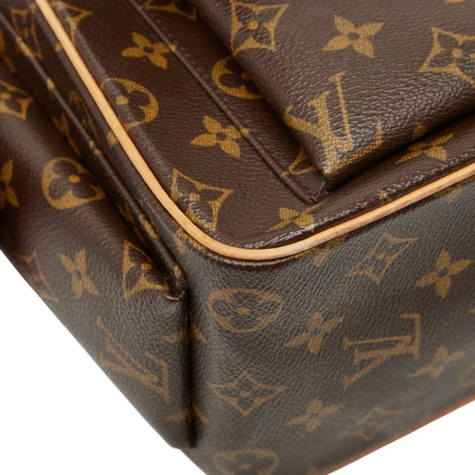 Louis Vuitton Brown Pvc Leather Handbag