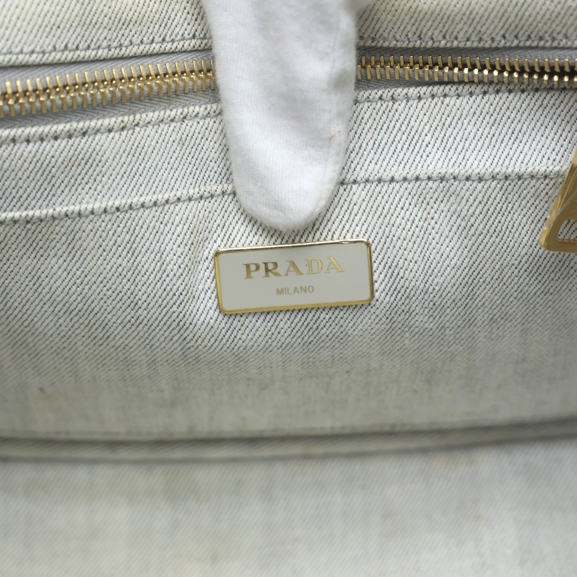 Prada White Canvas Tote Bag