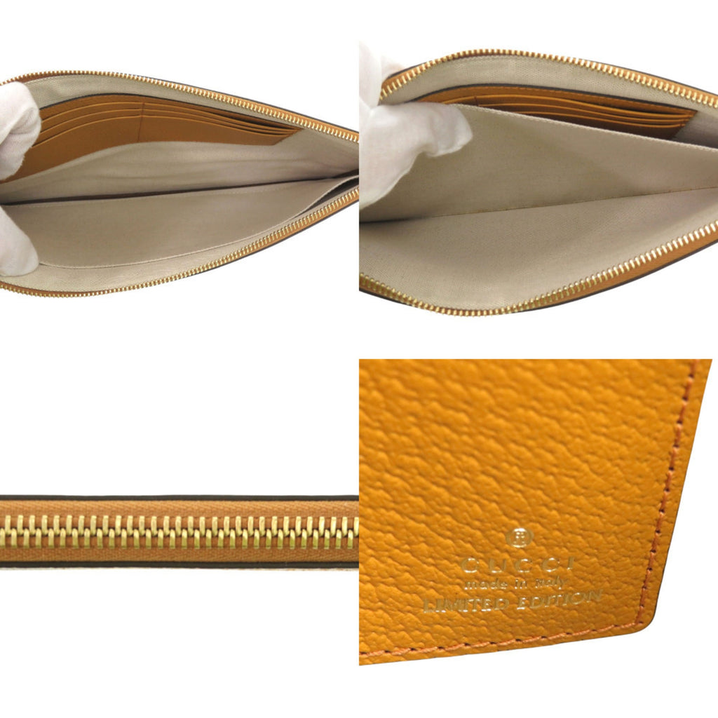 Gucci Beige Yellow Gg Supreme Canvas Leather Clutch Bag (Pre-Owned)