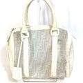 Fendi White Leather Boston Bag
