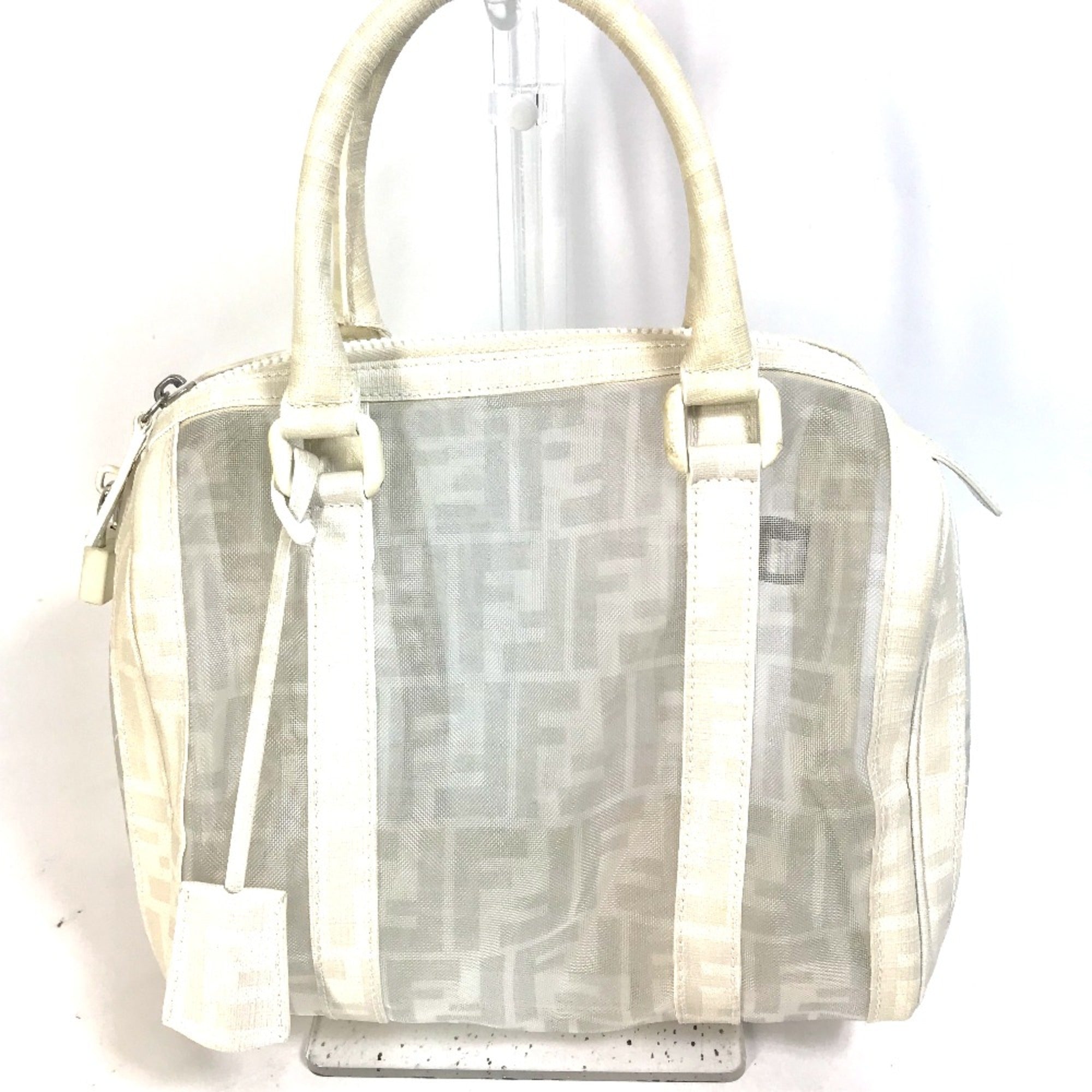 Fendi White Leather Boston Bag