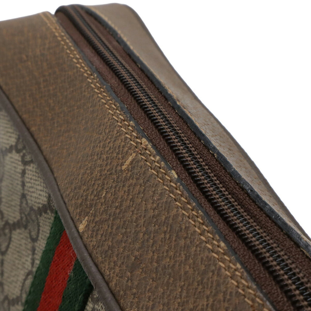 Gucci Beige Brown Green Red Color Coated Canvas Leather Pochette Shoulder Bag (Pre-Owned)