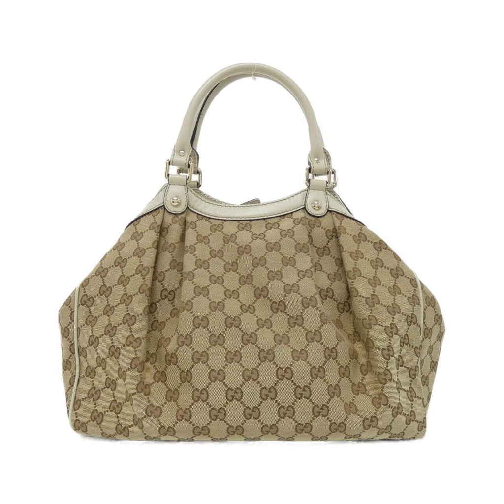 Gucci Beige Ivory Gg Canvas Handbag (Pre-Owned)