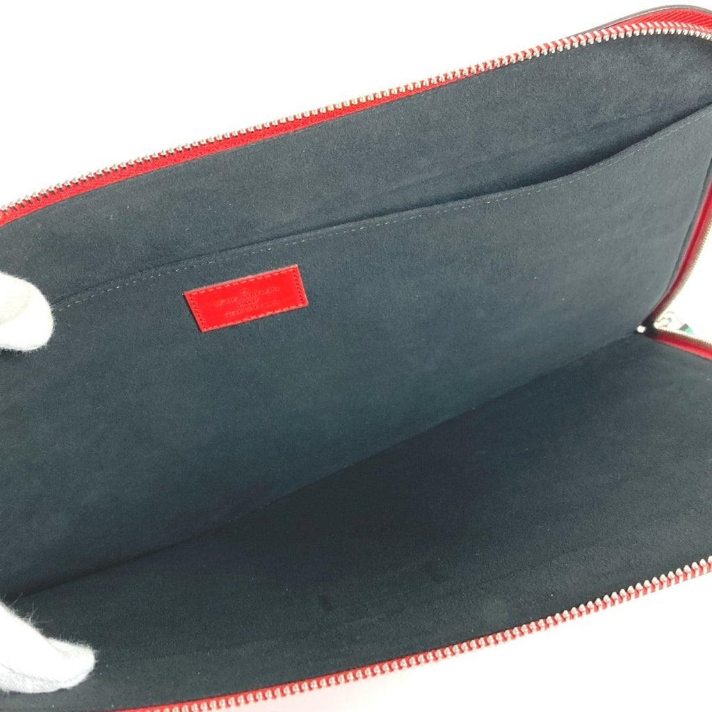 Louis Vuitton Red Color White Epi Leather Clutch Bag Pochette