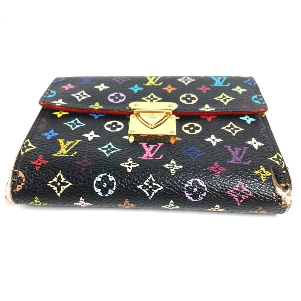 Louis Vuitton Black Multi-Color Noir Monogram Multicolore Canvas Wallet (Tri-Fold)