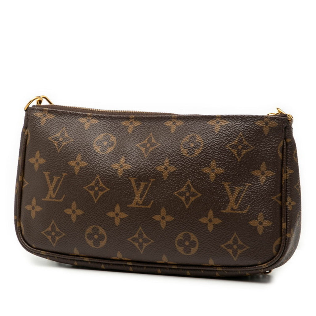 Louis Vuitton Brown Pvc Leather Handbag Pochette Pouch Shoulder Bag