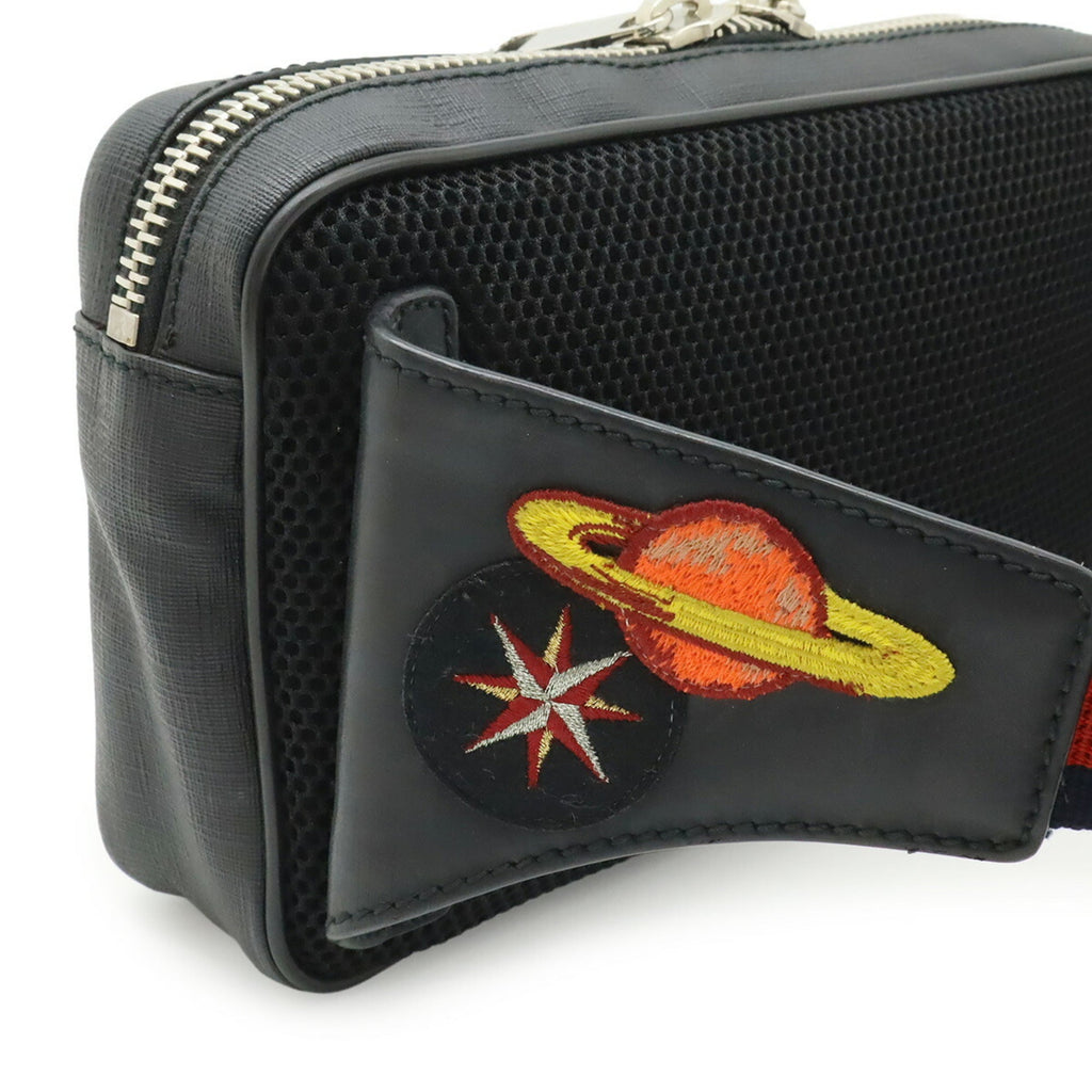 Gucci Black Dark Gray Multi-Color Navy Red Color Gg Supreme Leather Fanny Pack (Pre-Owned)