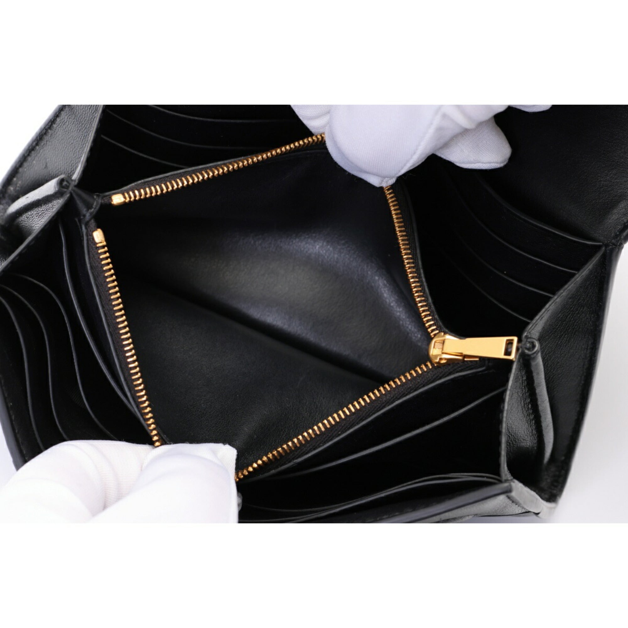 Bottega Veneta Black Leather Long Wallet (Bi-Fold)