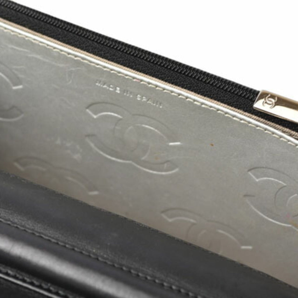 Chanel Black Leather Chain/Shoulder Wallet