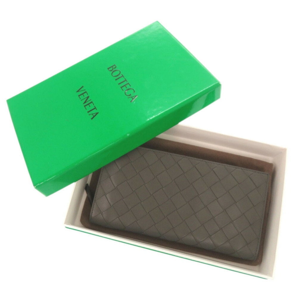 Bottega Veneta Gray Intrecciato Long Wallet (Bi-Fold)
