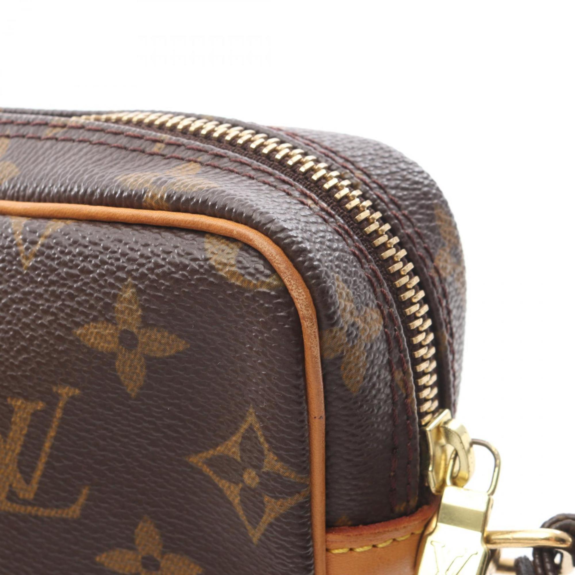 Louis Vuitton Brown Monogram Coated Canvas Leather Clutch Bag Handbag