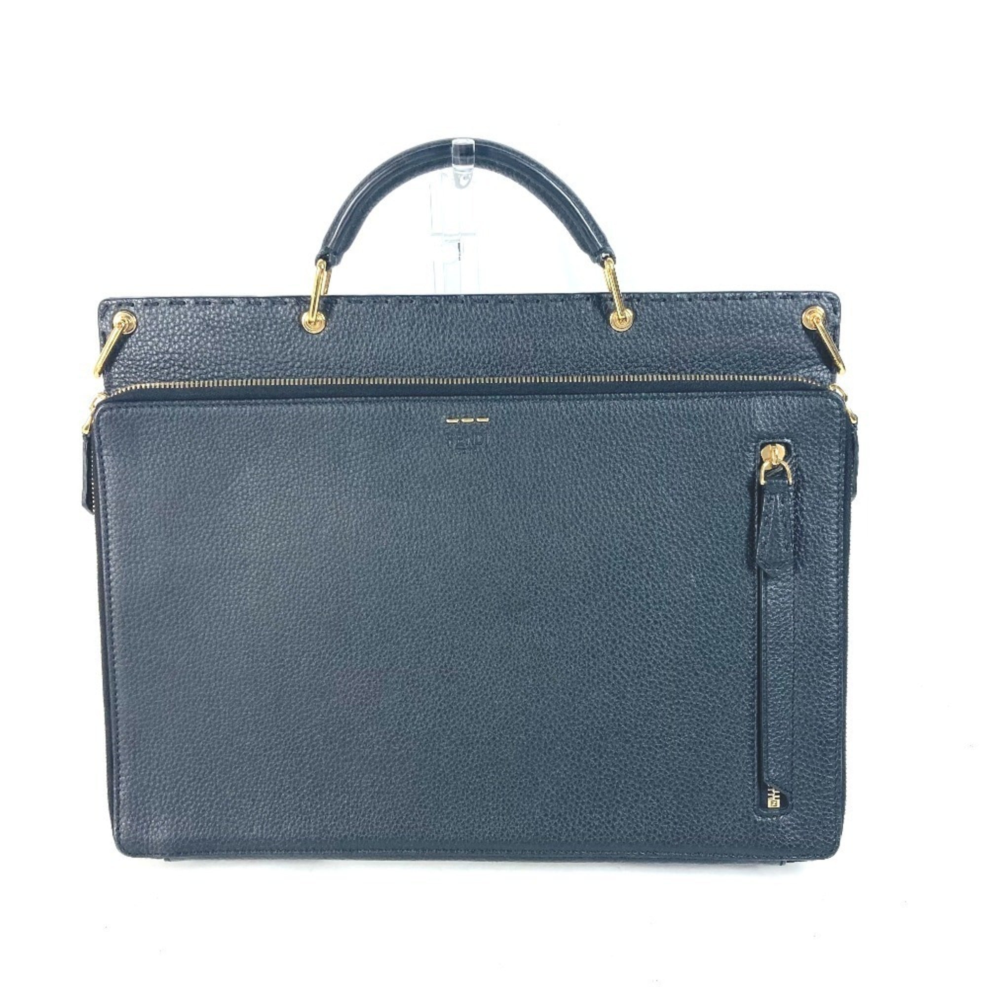 Fendi Black Leather Briefcase Handbag