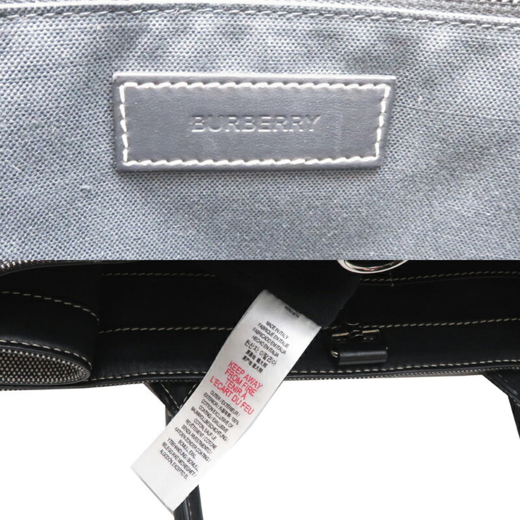 Burberry Gray Canvas Leather Tote Bag