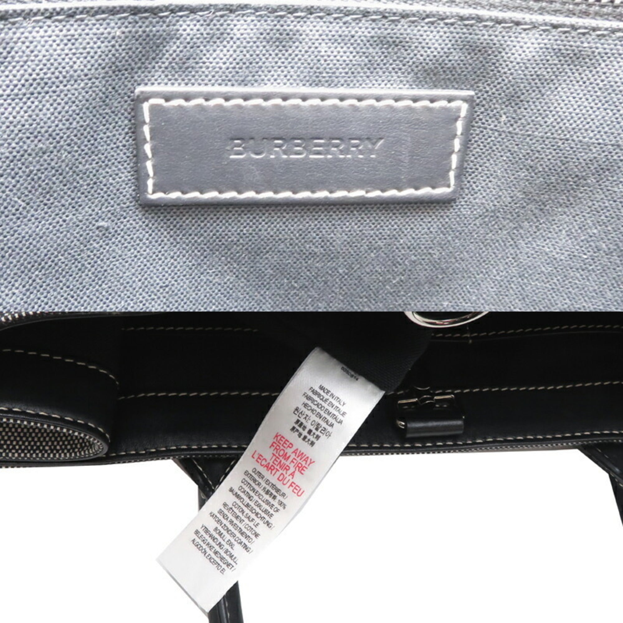 Burberry Gray Canvas Leather Tote Bag