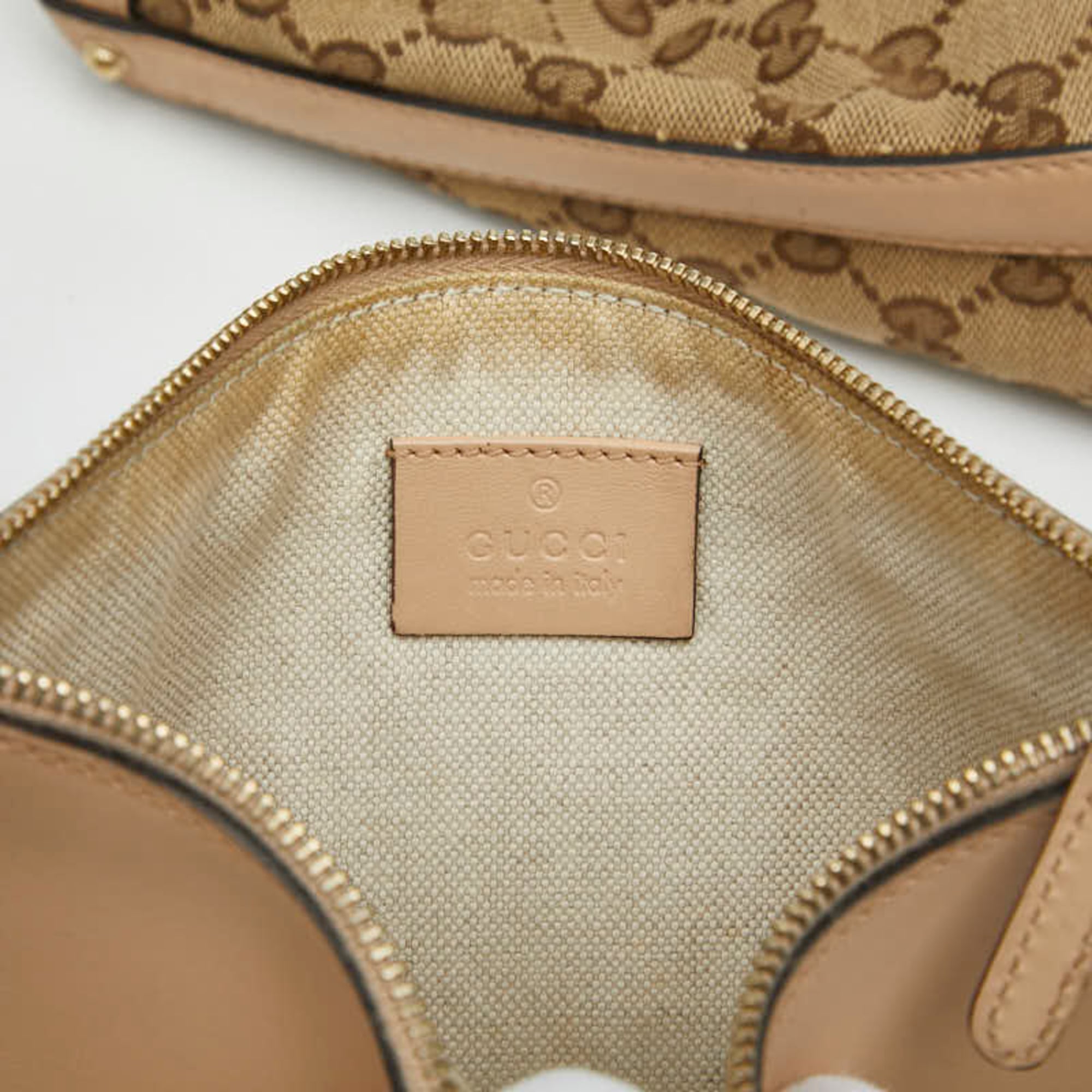 Gucci Gg Canvas Beige Brown Gg Canvas Leather Tote Bag (Pre-Owned)