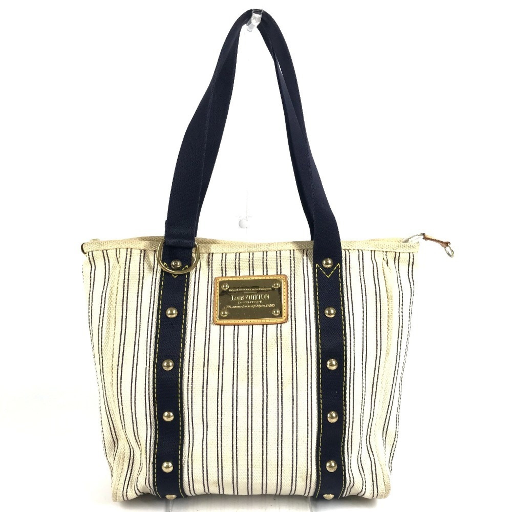 Louis Vuitton Ivory Navy Canvas Shoulder Bag Tote Bag