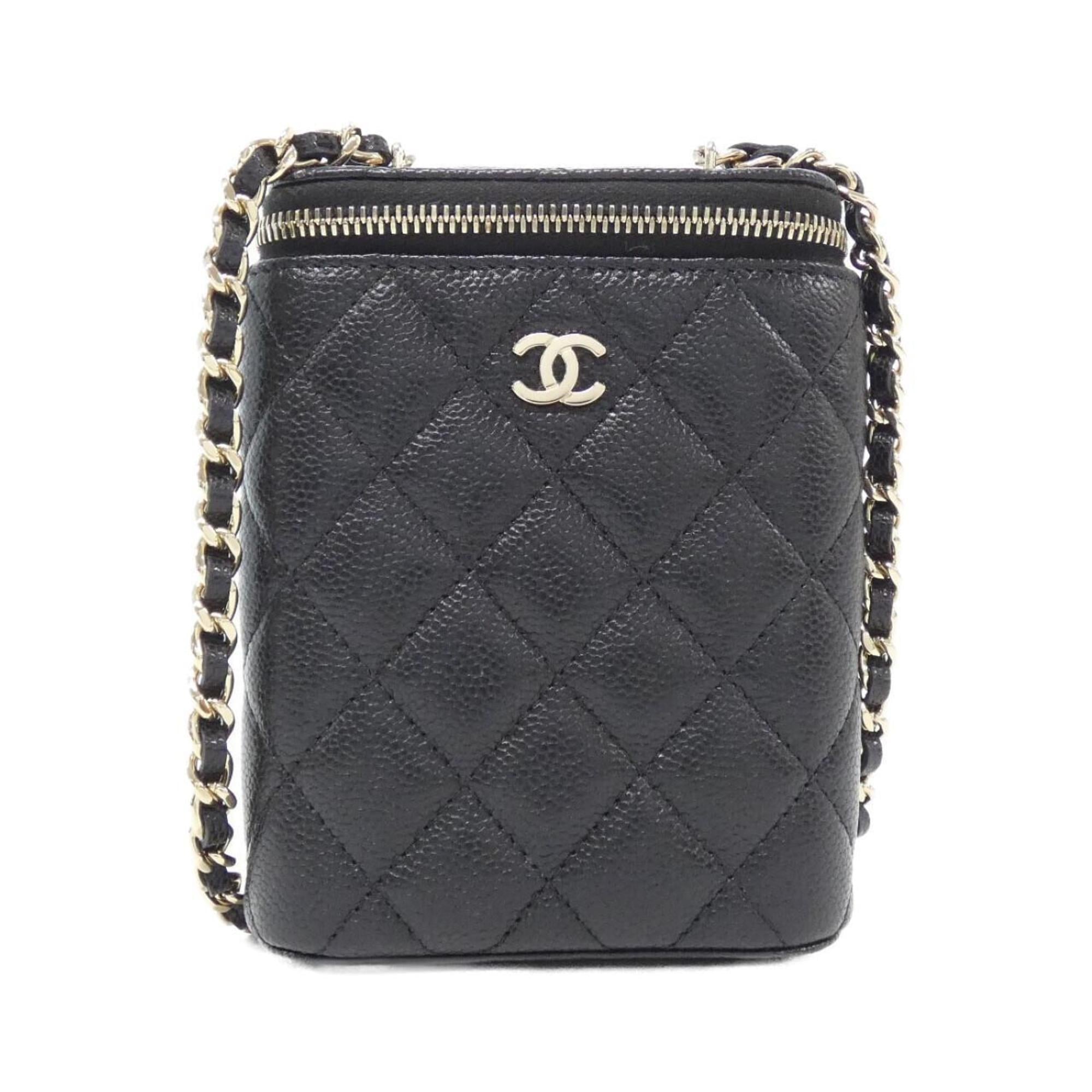 Chanel Black Grained Calfskin Shoulder Bag