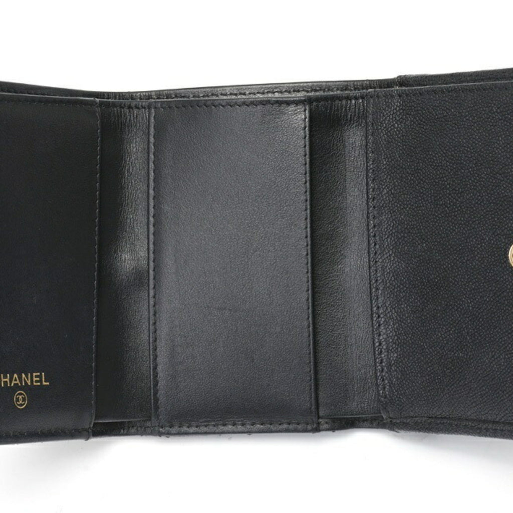 Chanel Black Grained Calfskin Wallet (Tri-Fold)