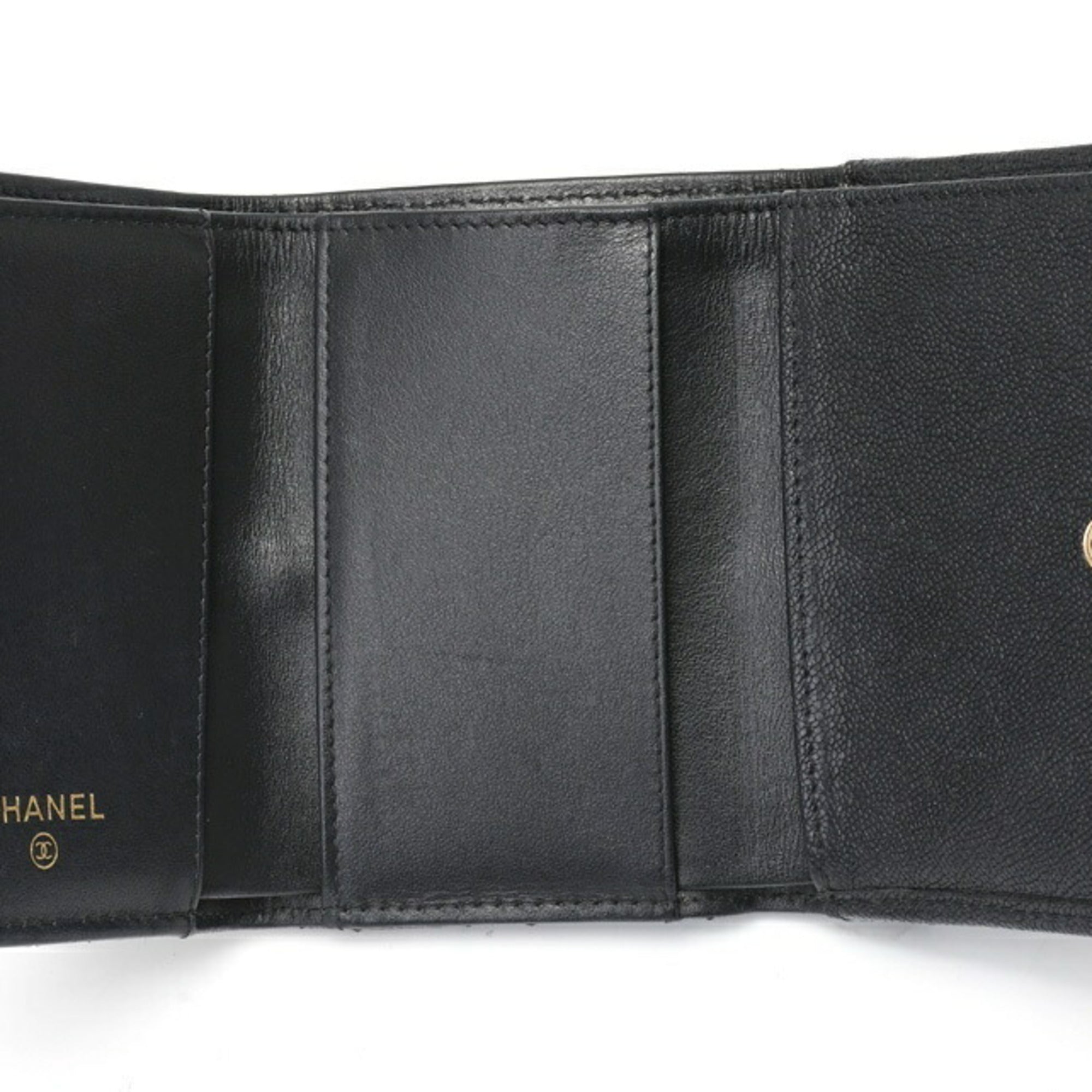 Chanel Black Grained Calfskin Wallet (Tri-Fold)