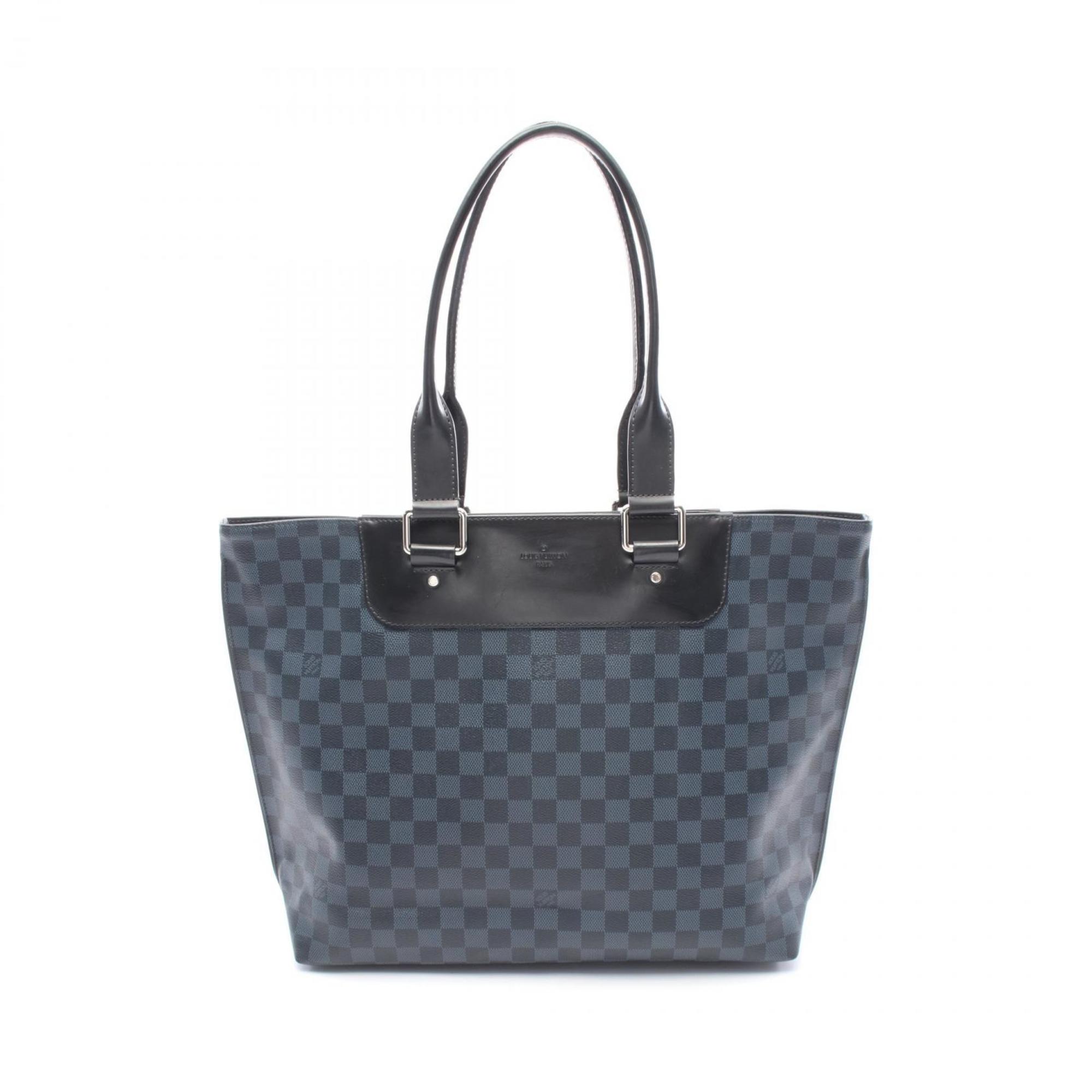 Louis Vuitton Black Navy Coated Canvas Tote Bag