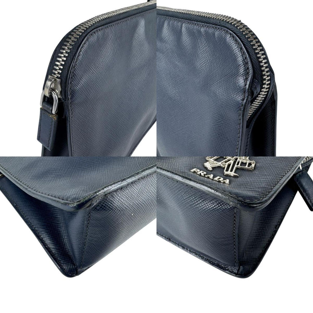 Prada Navy Leather Clutch Bag