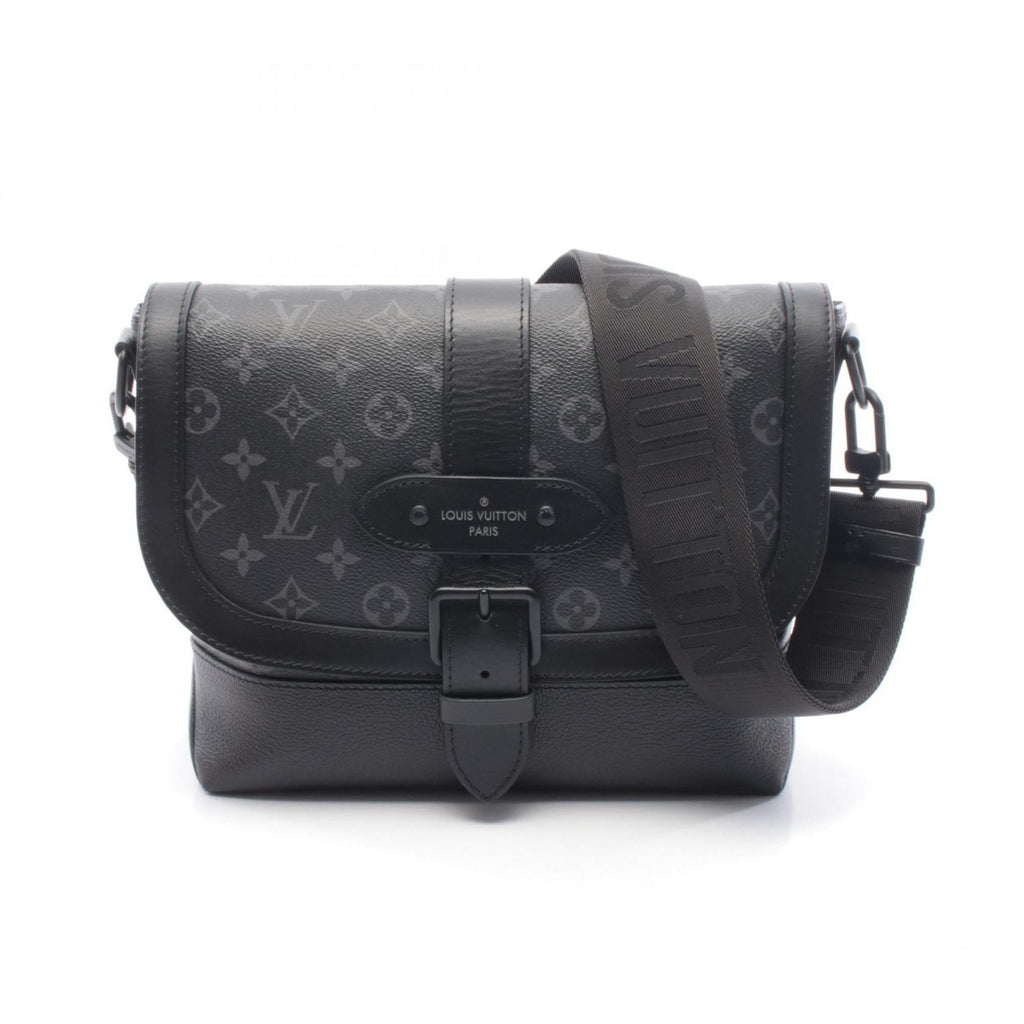 Louis Vuitton Black Coated Canvas Leather Handbag Shoulder Bag