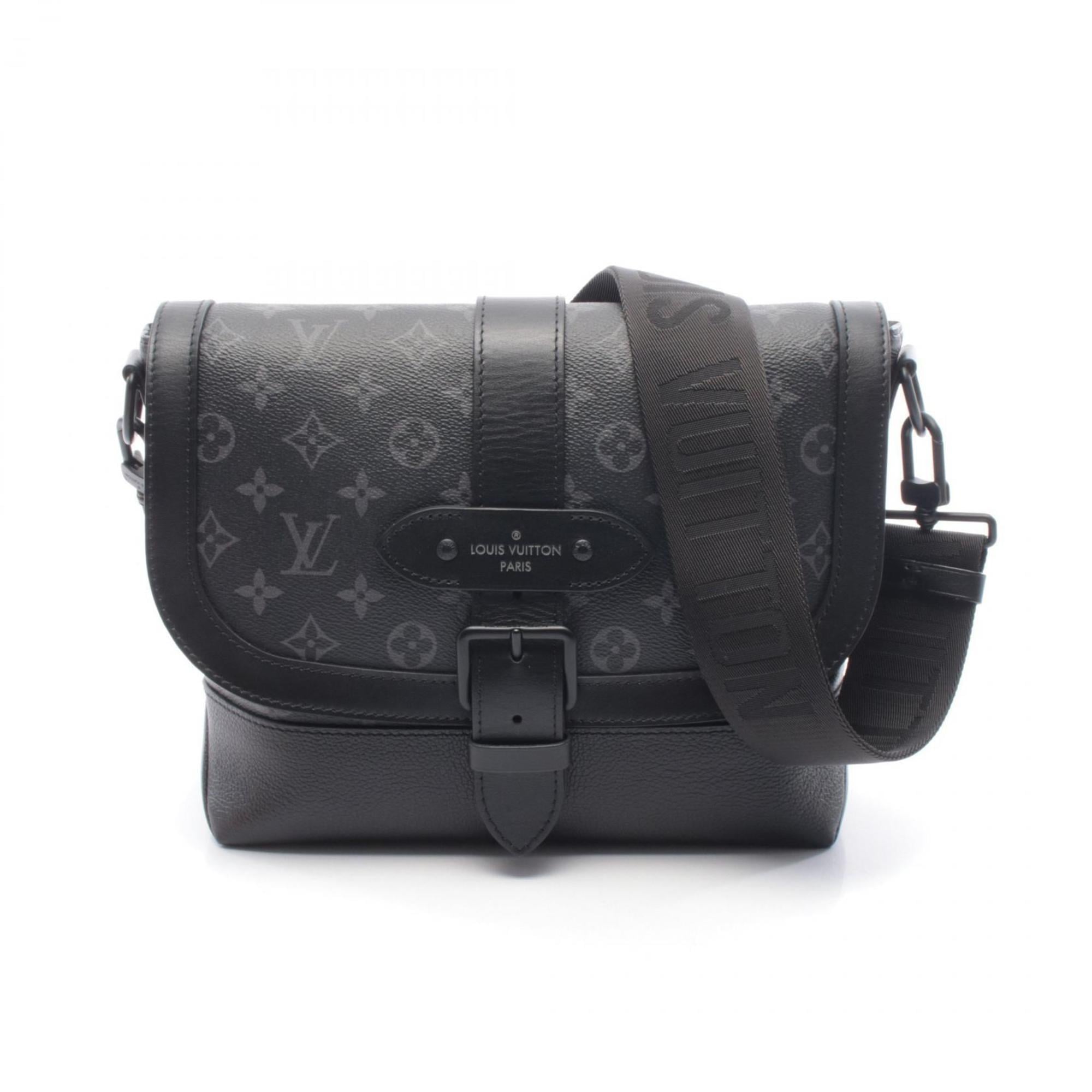 Louis Vuitton Black Coated Canvas Leather Handbag Shoulder Bag