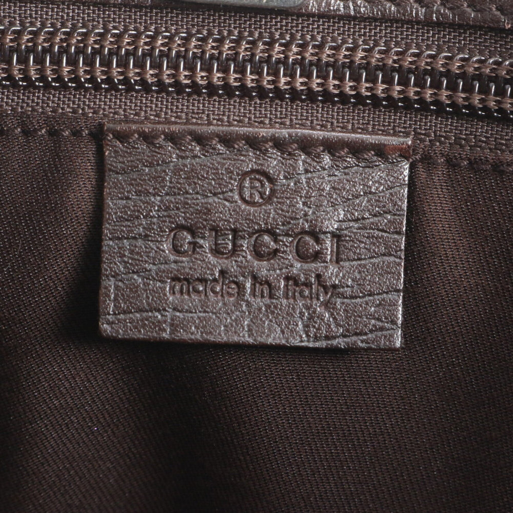 Gucci Beige Brown Leather Coated Canvas Handbag Shoulder Bag Tote Bag (Pre-Owned)