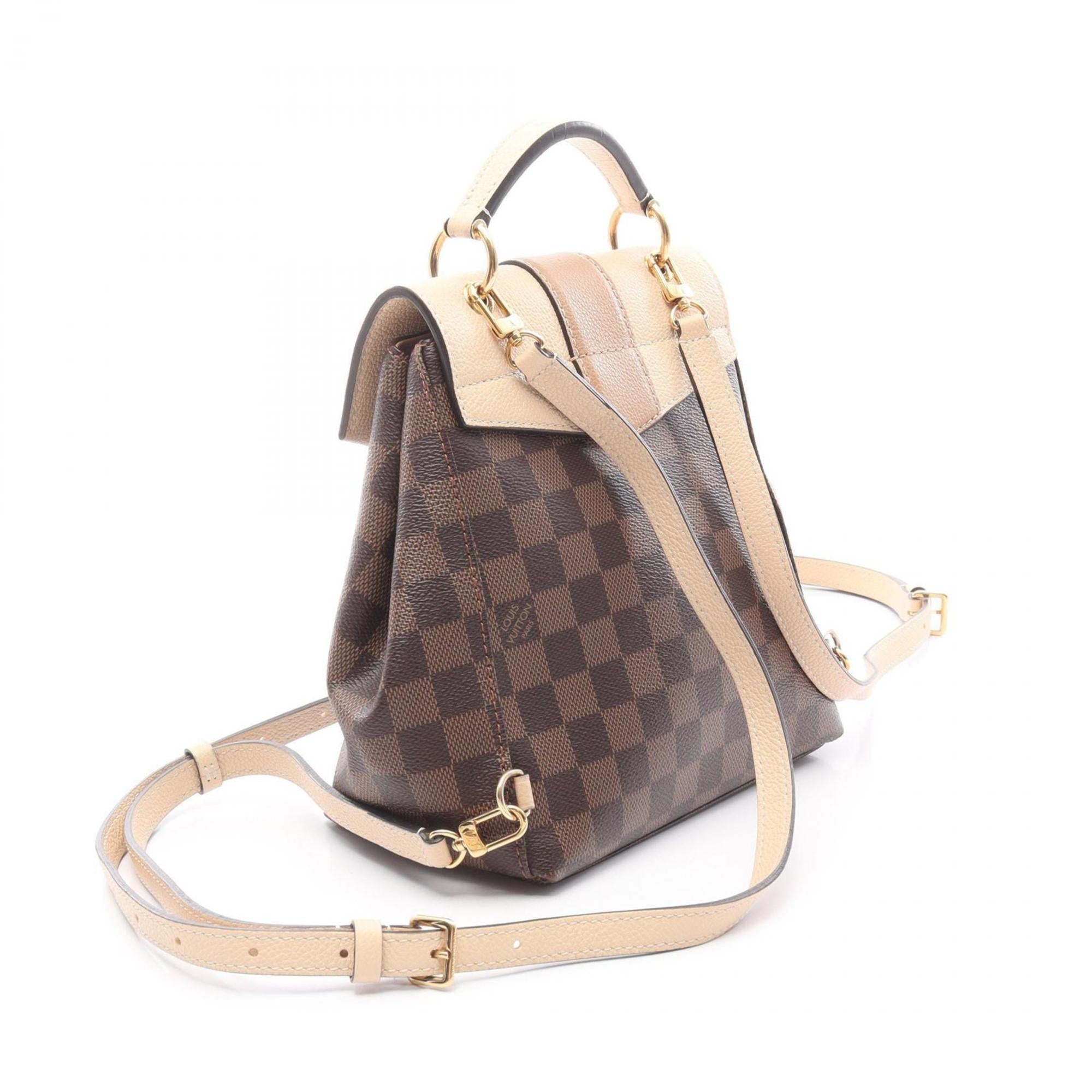 Louis Vuitton Beige Brown Cream Coated Canvas Leather Backpack