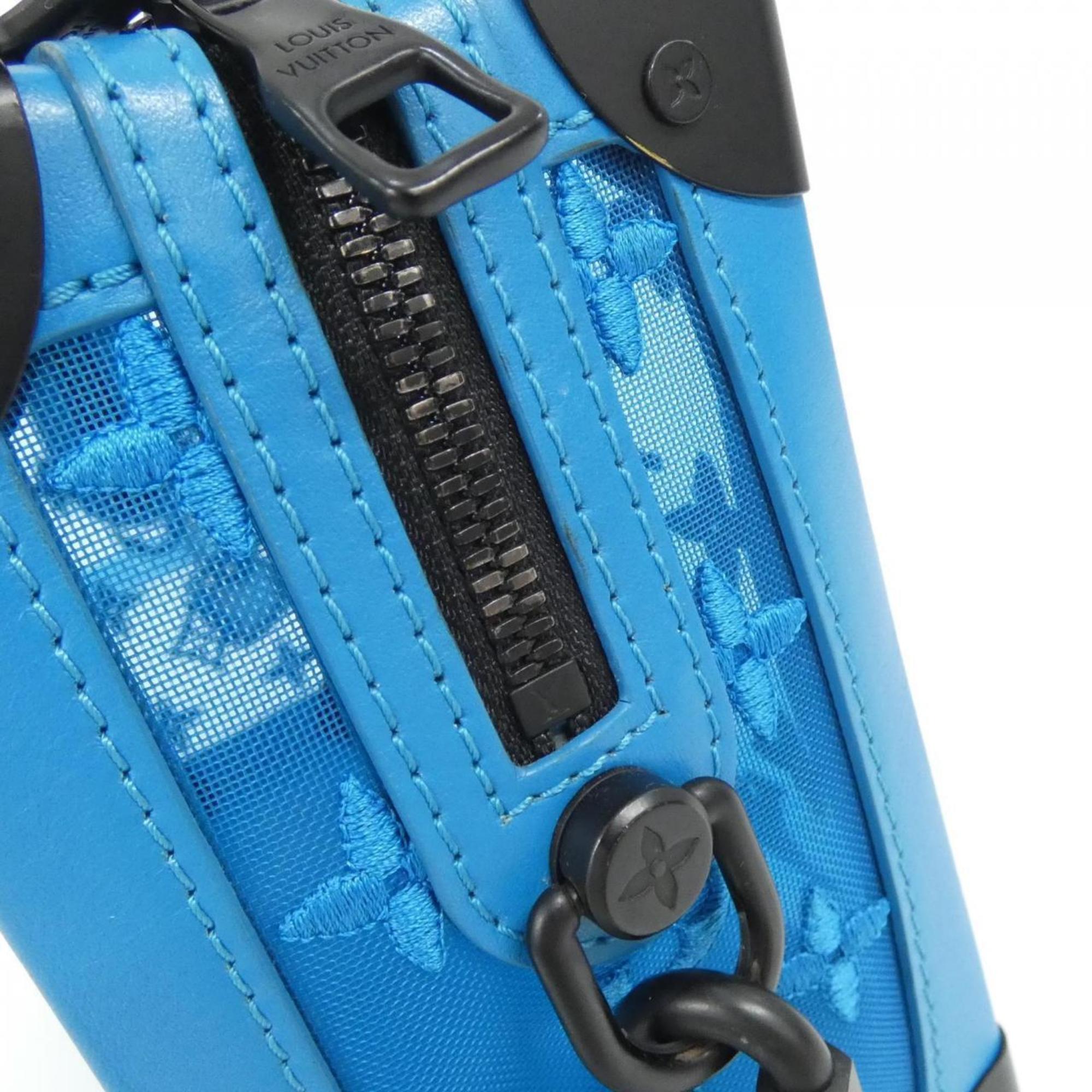 Louis Vuitton Turquoise Leather Nylon Shoulder Bag