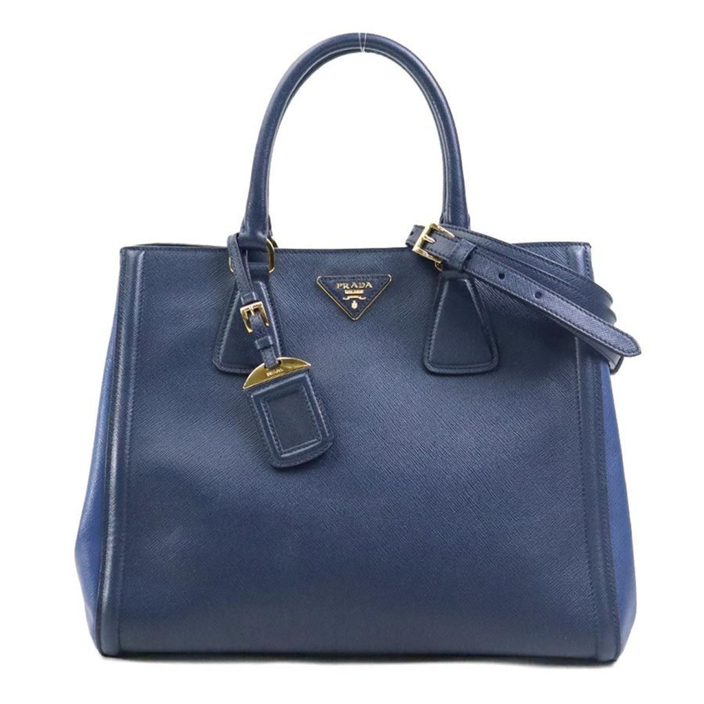 Prada Dark Blue Navy Leather Handbag Shoulder Bag