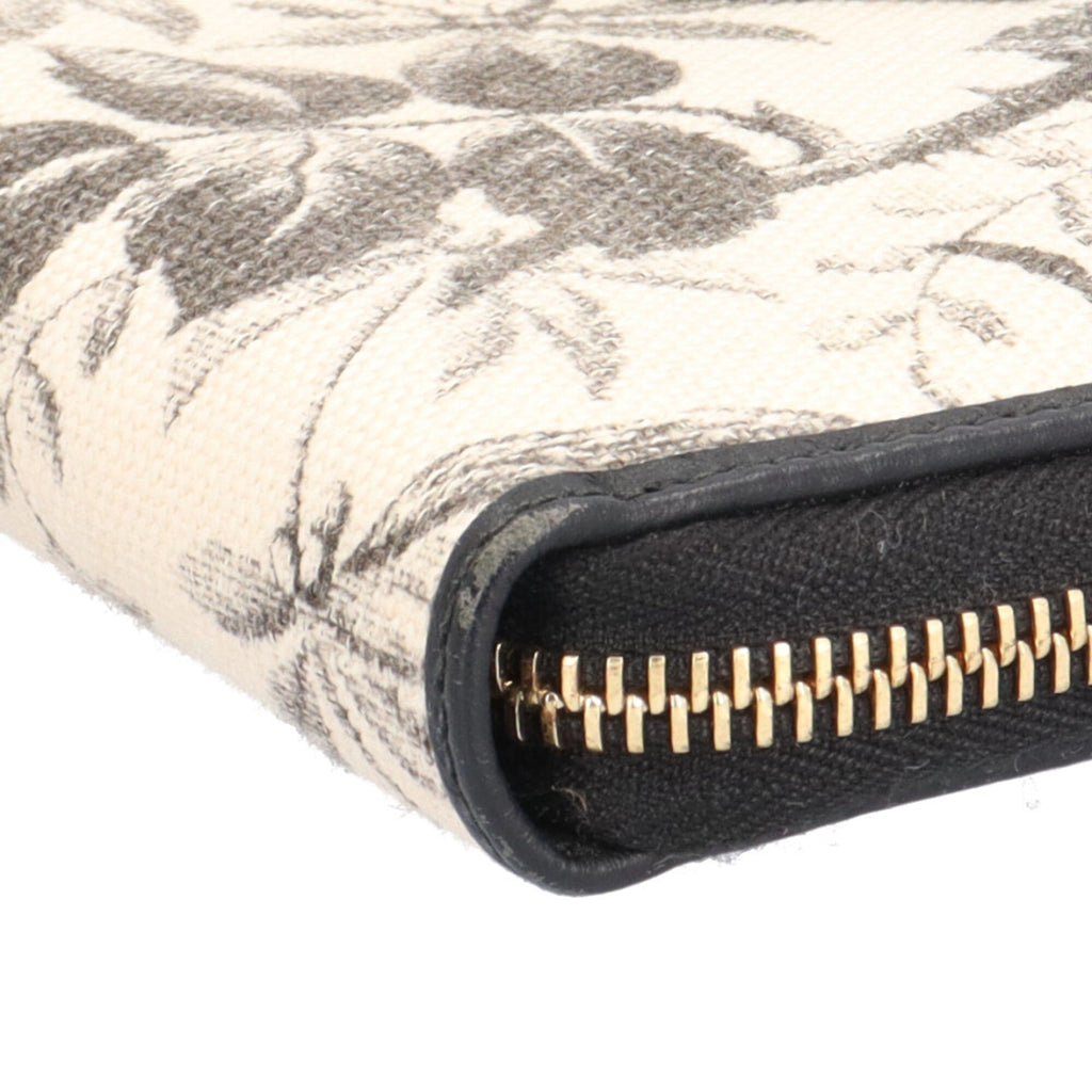 Gucci Beige Black Canvas Long Wallet (Bi-Fold) (Pre-Owned)