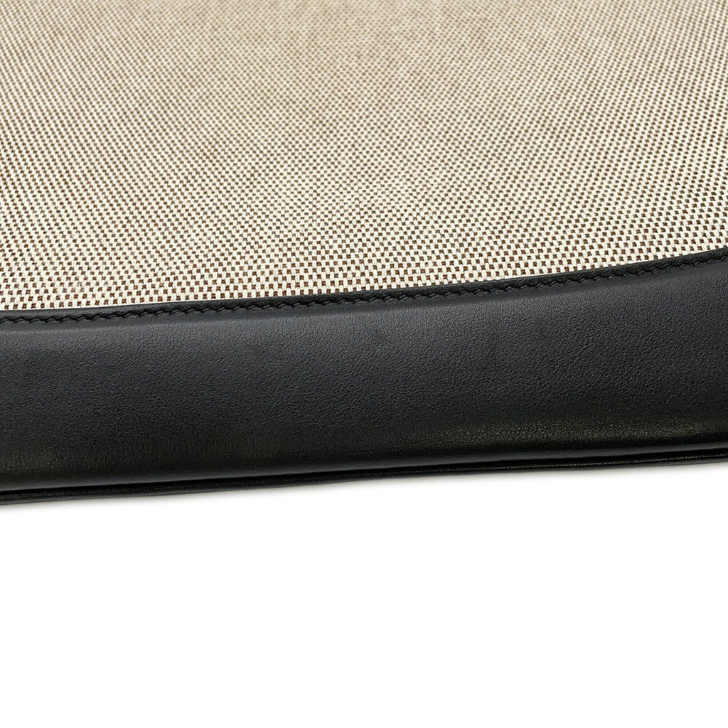Gucci Beige Black Canvas Leather Handbag Shoulder Bag Tote Bag (Pre-Owned)