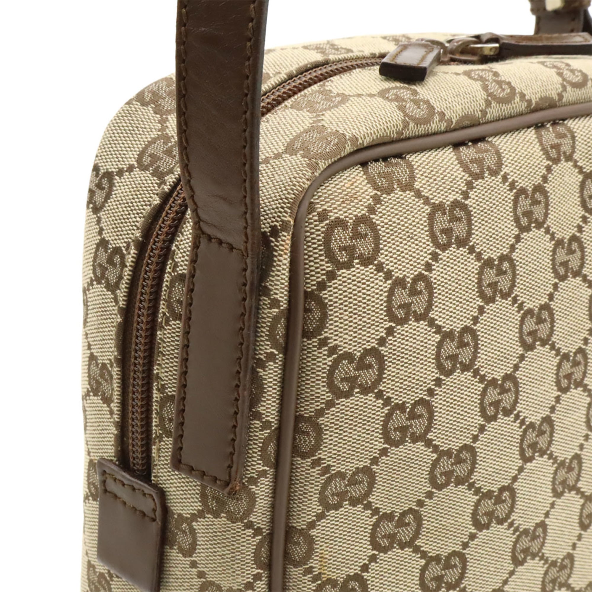 Gucci Gg Canvas Beige Dark Brown Gg Canvas Leather Pochette Shoulder Bag (Pre-Owned)