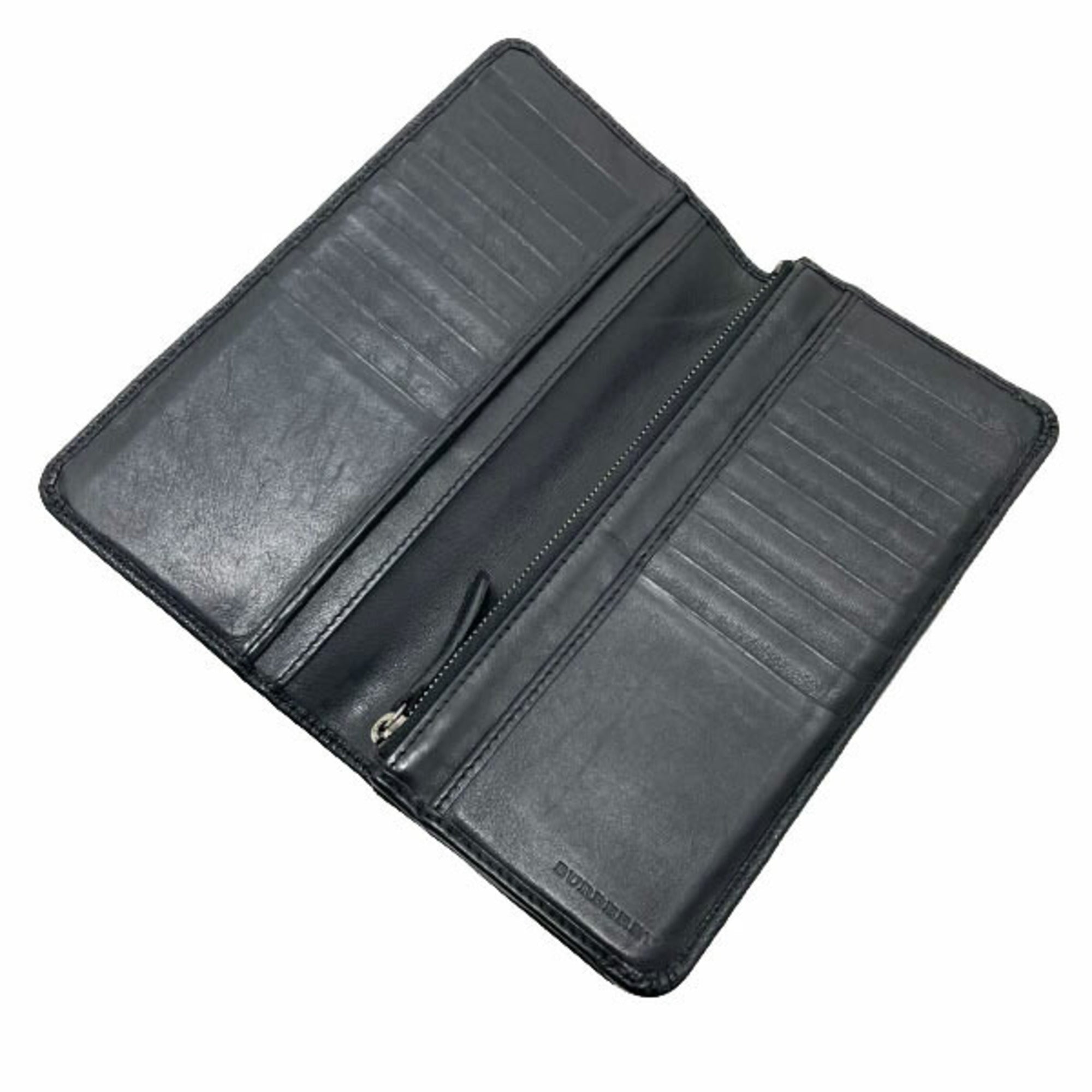 Burberry Black Leather Long Wallet (Bi-Fold)