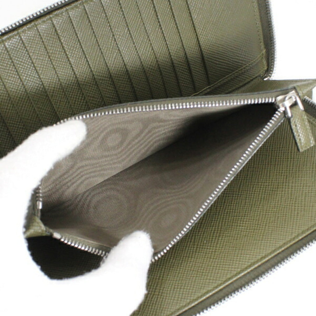Prada Khaki Saffiano Long Wallet (Bi-Fold)