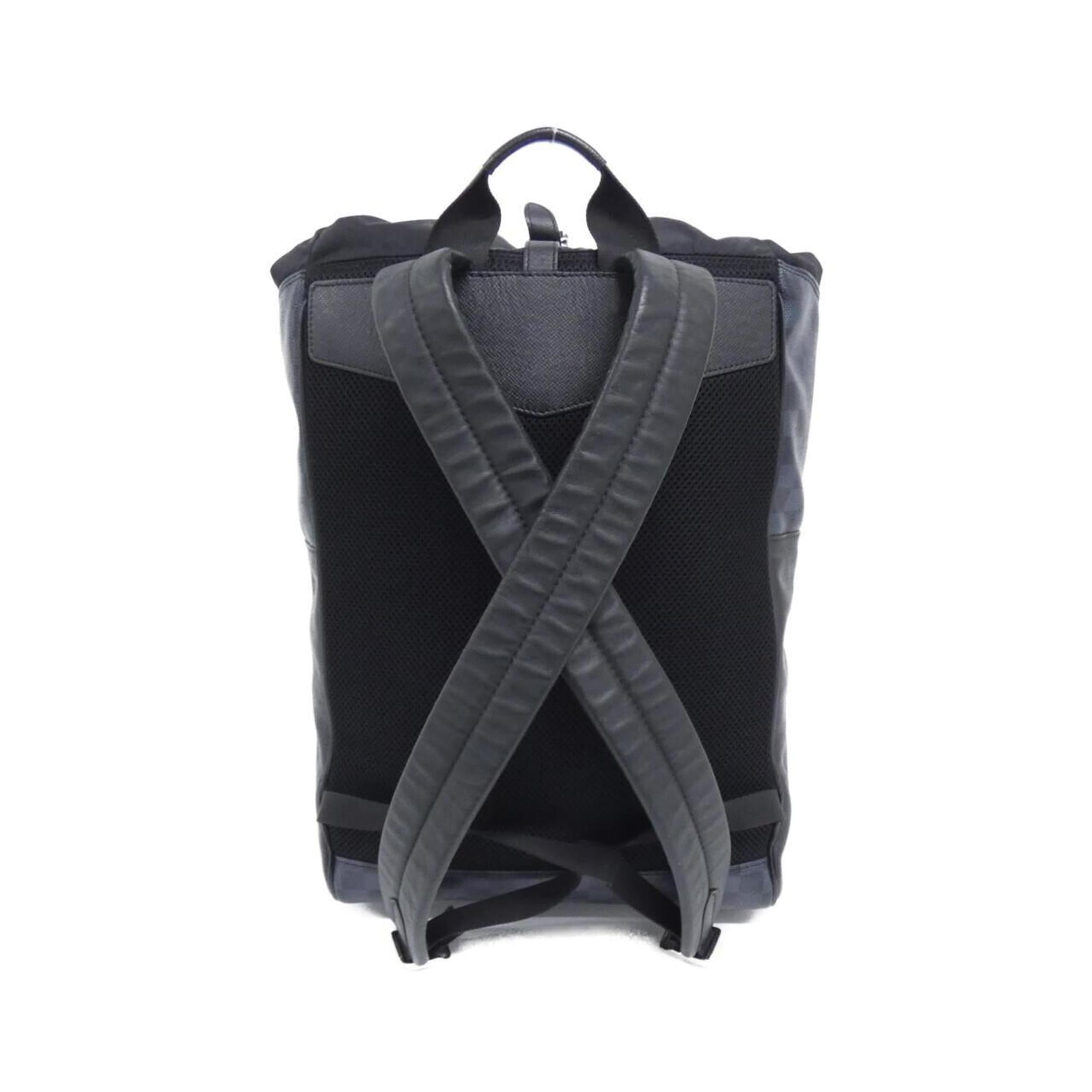 Louis Vuitton Black Cobalt Coated Canvas Leather Backpack