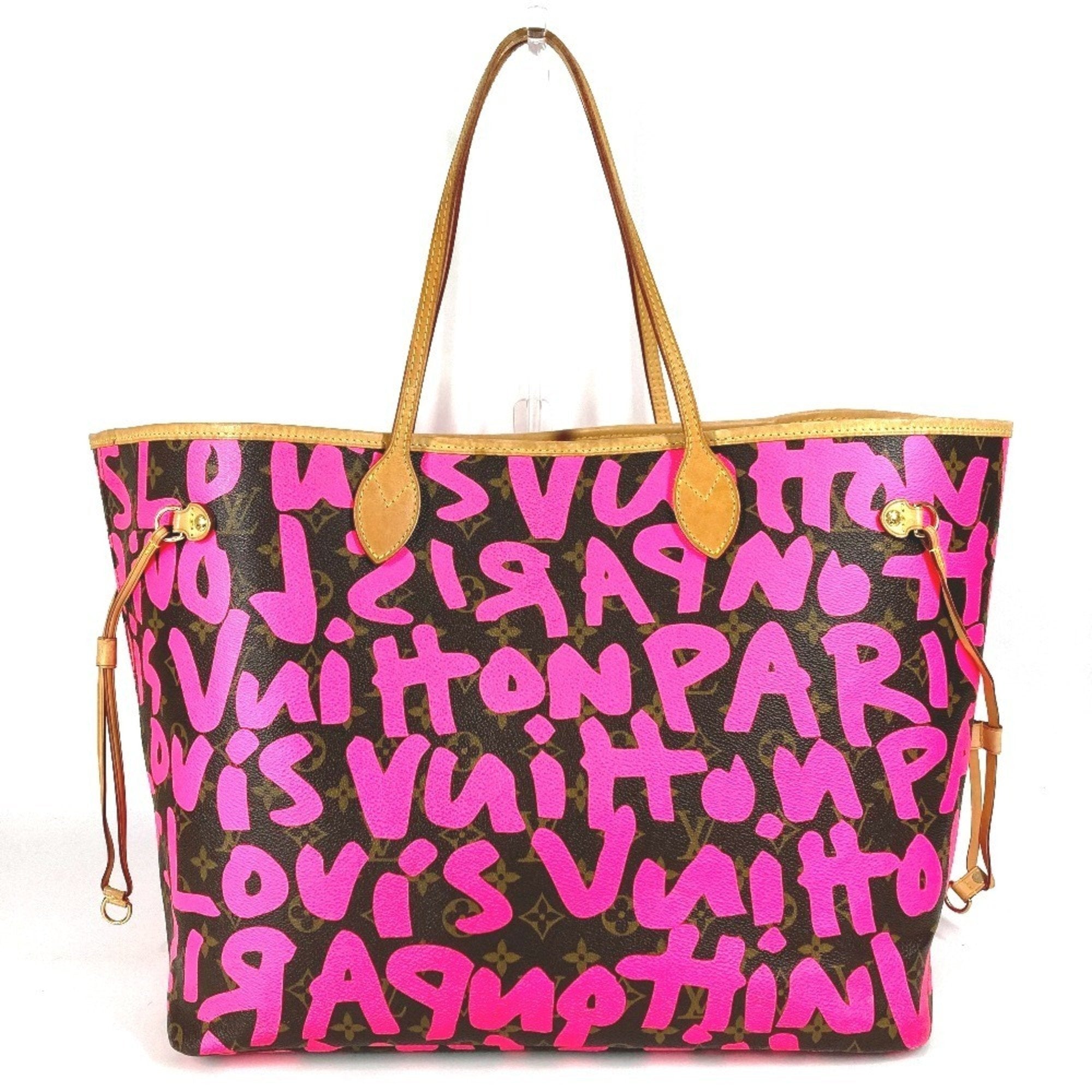Louis Vuitton Fuchsia Pink Galle Pink Monogram Graffiti Shoulder Bag Tote Bag