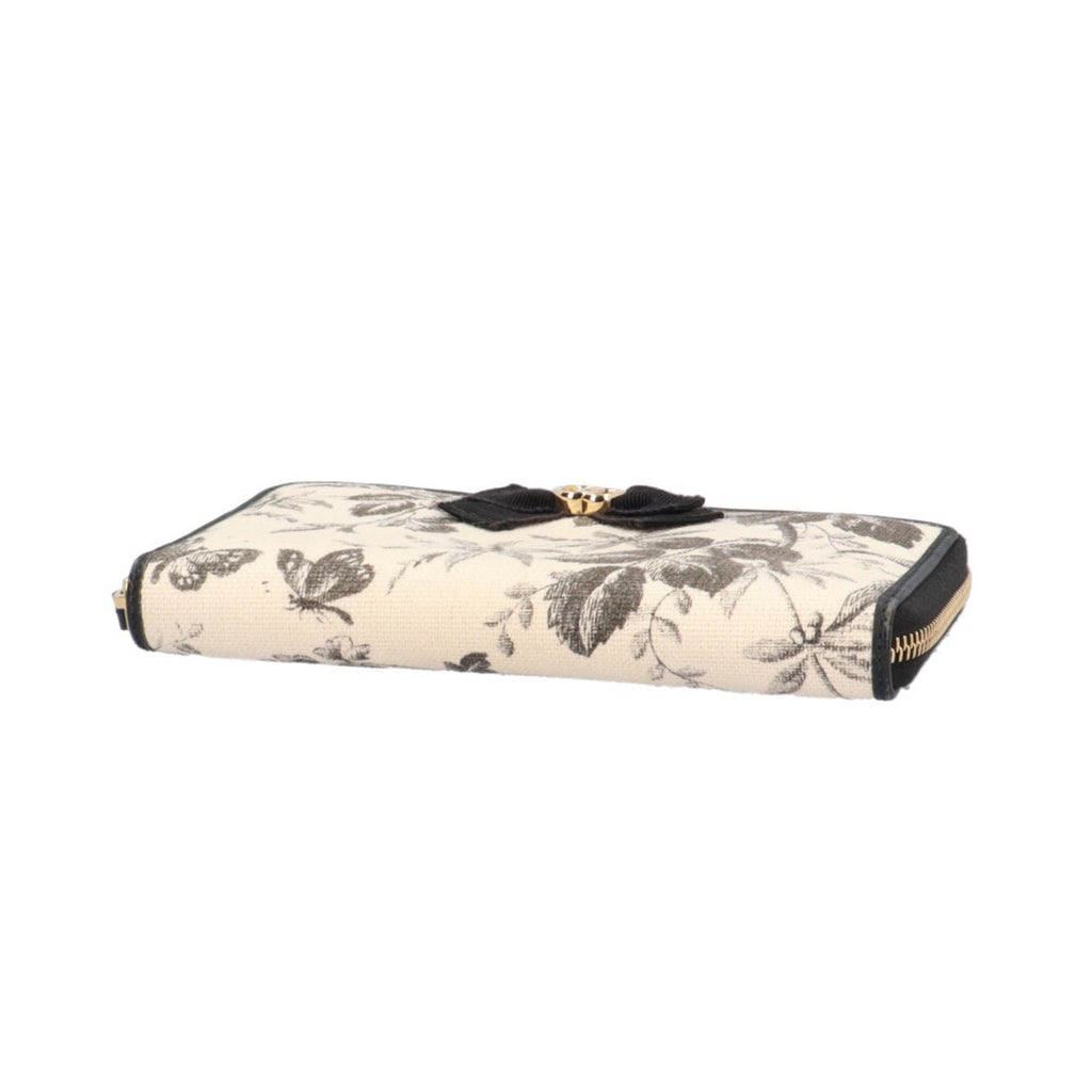 Gucci Beige Black Canvas Long Wallet (Bi-Fold) (Pre-Owned)