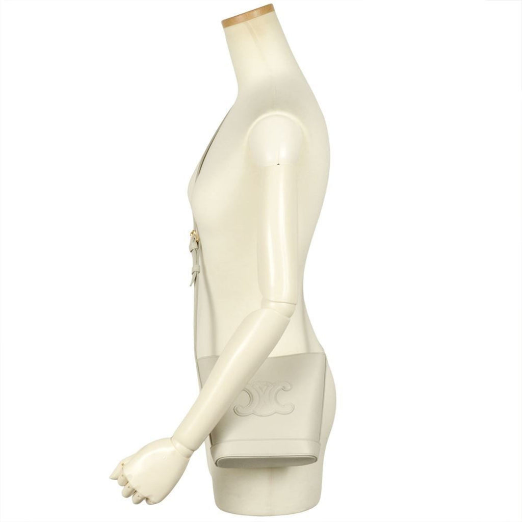 Celine White Leather Shoulder Bag