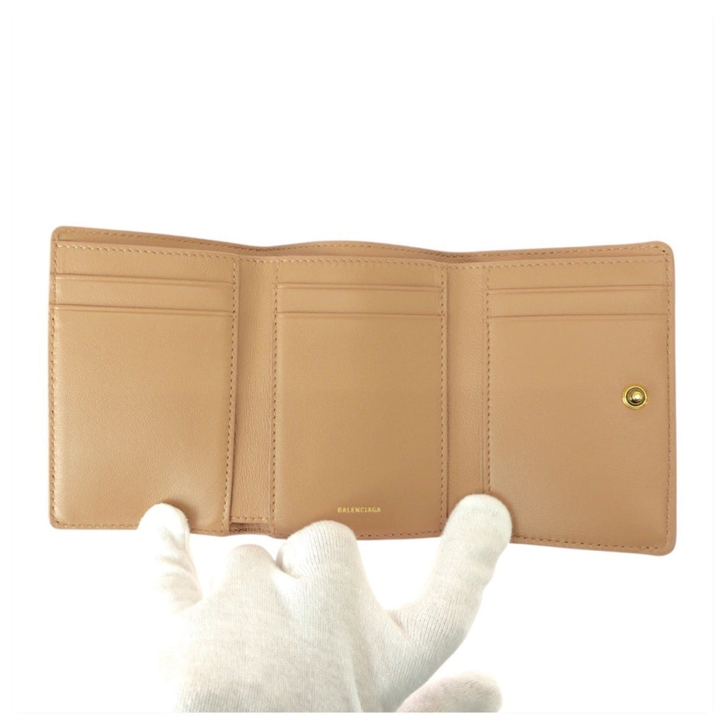 Balenciaga Beige Leather Wallet (Tri-Fold)