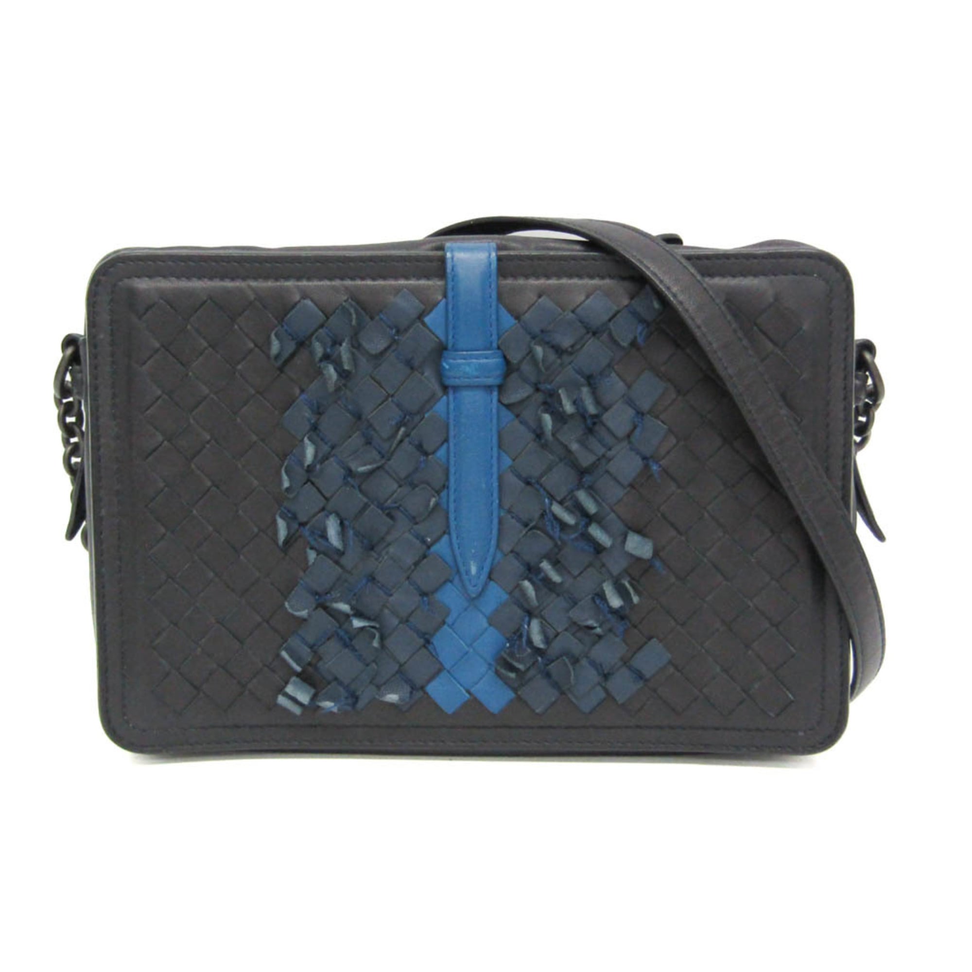 Bottega Veneta Belt Flap Camera Bag Intrecciato Nappa Navy Leather Shoulder Bag Bag