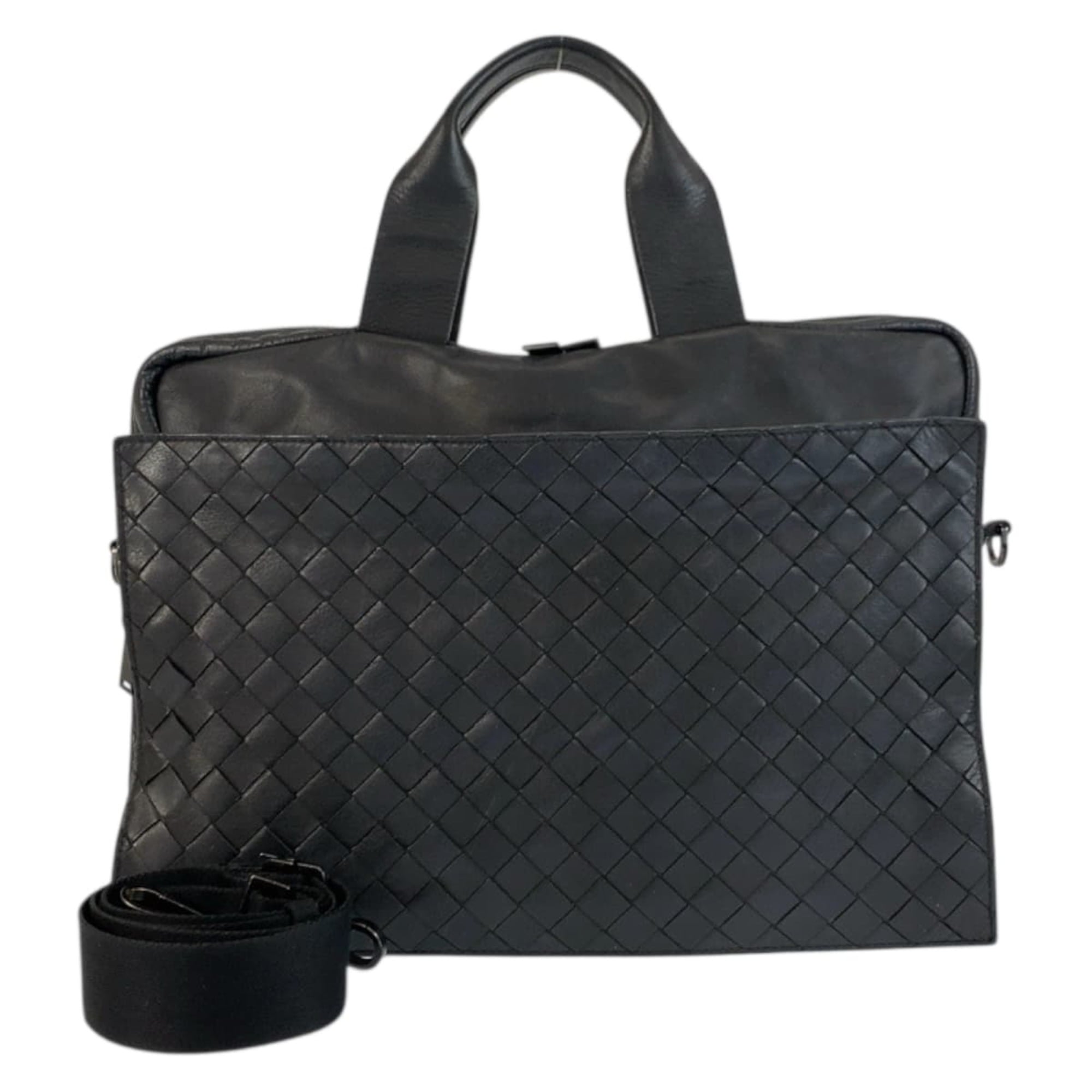 Bottega Veneta Black Leather Briefcase Shoulder Bag